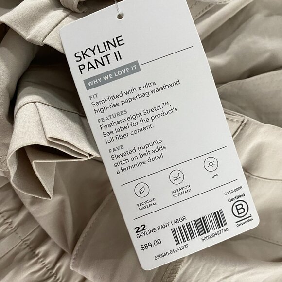 Athleta Skyline Pant II Women's Size 22 Abalone Gray Beige Tie Waist NWT PT-1906 - Picture 9 of 12